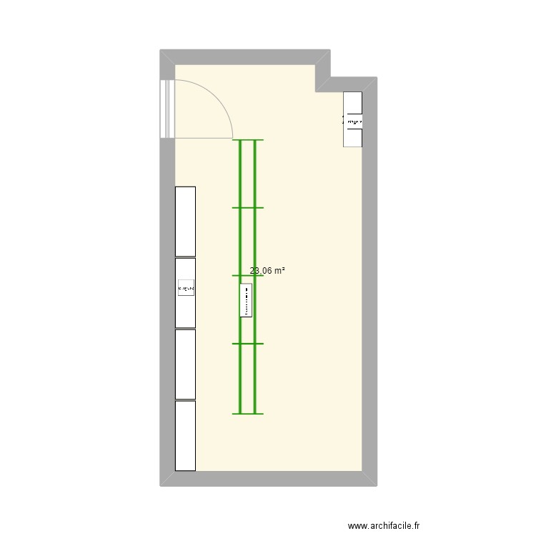 clase pce. Plan de 1 pièce et 23 m2