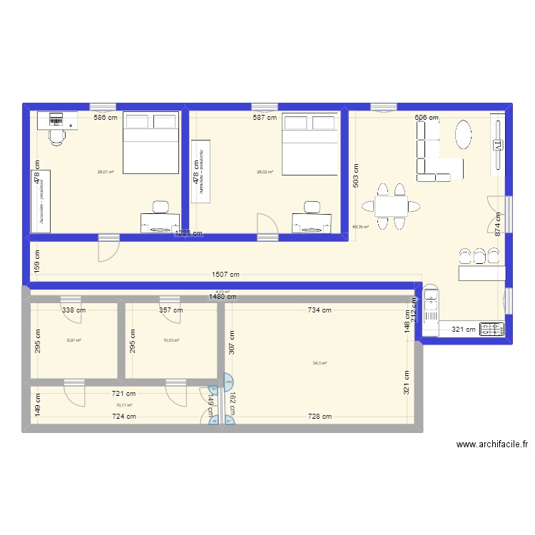 Maison. Plan de 8 pièces et 192 m2