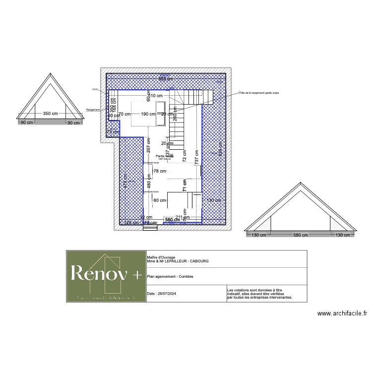 Plan agencement combles LEPAILLEUR . Plan de 1 pièce et 51 m2