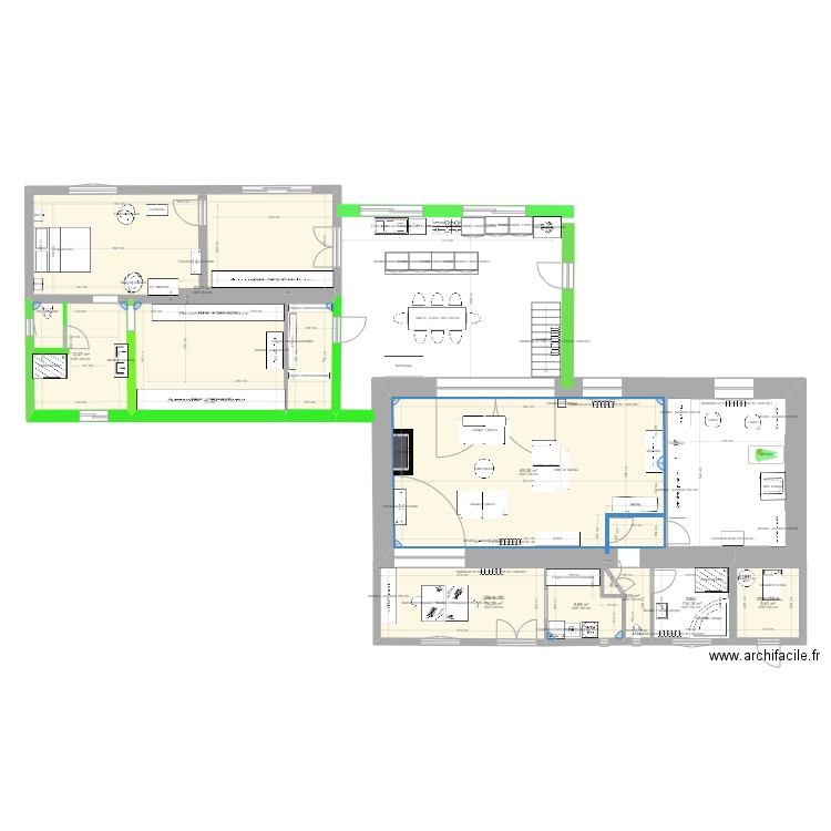 Thibaudiere rdc 3. Plan de 8 pièces et 160 m2