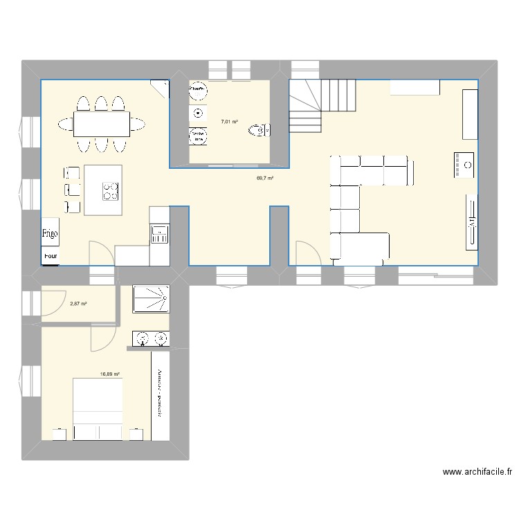 maison. Plan de 4 pièces et 96 m2