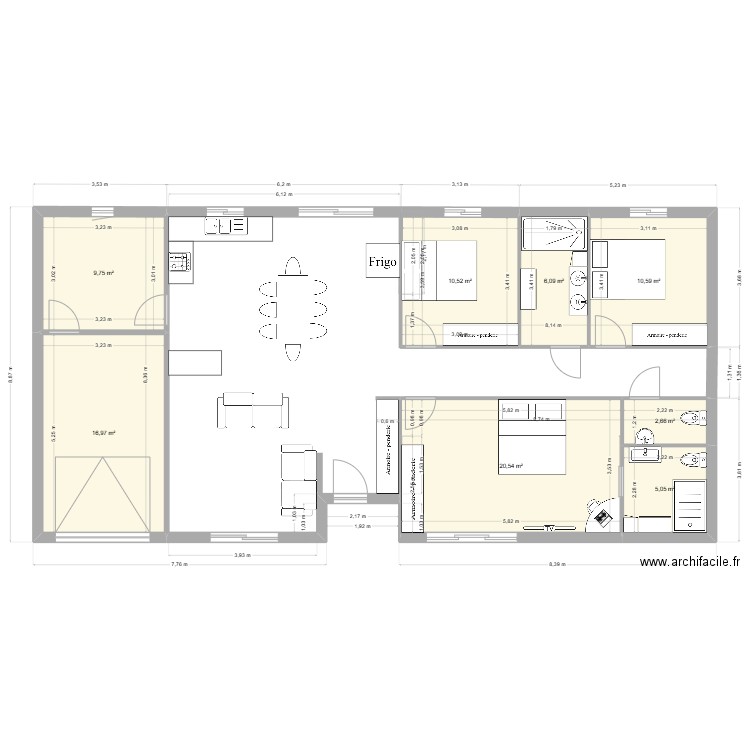 Maison Foulpointe. Plan de 8 pièces et 82 m2