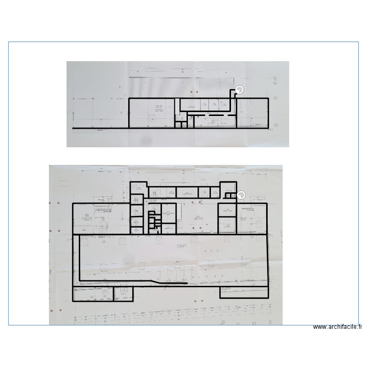 51000-croquis-RDC en bas et 1er en haut. Plan de 37 pièces et 320 m2