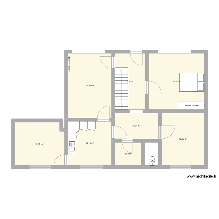 Maison enchenberg. Plan de 8 pièces et 91 m2