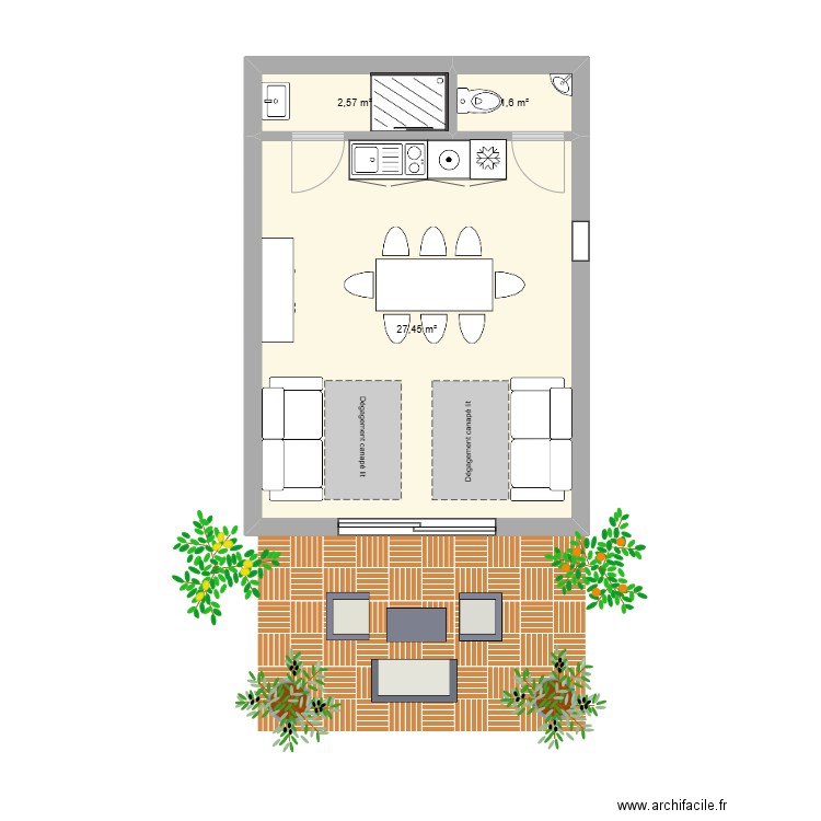 PRADET GARAGE. Plan de 3 pièces et 32 m2