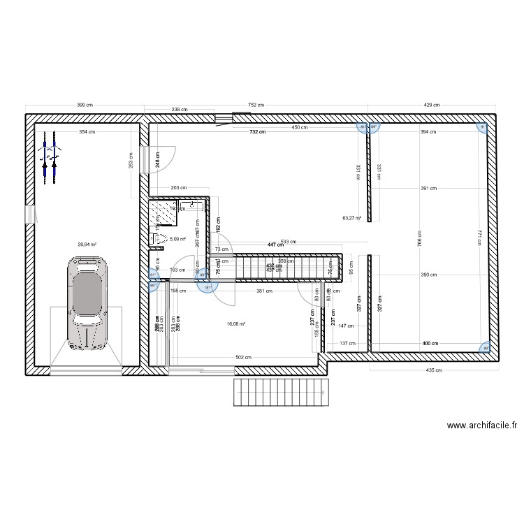 maison rdc. Plan de 14 pièces et 232 m2