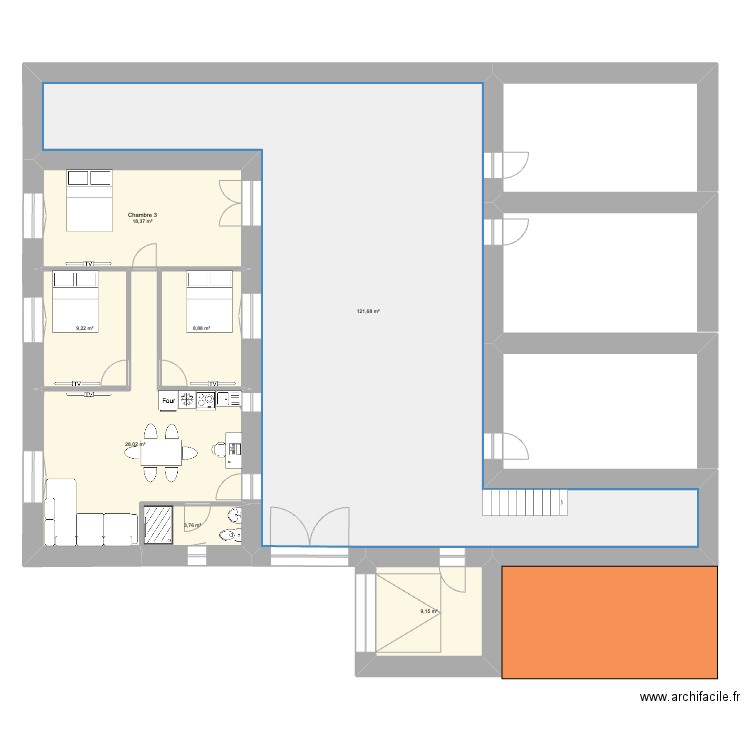 maison 2. Plan de 7 pièces et 199 m2