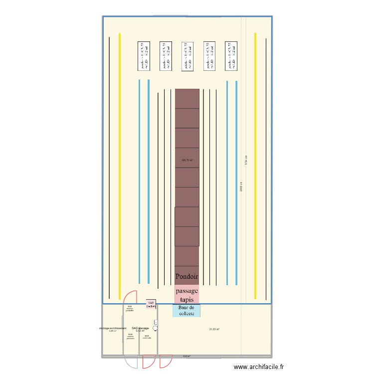 batiment élevage. Plan de 1 pièce et 204 m2