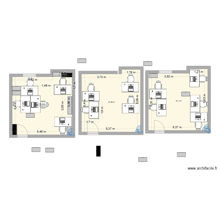 scenario 2 CERT 2025. Plan de 3 pièces et 91 m2