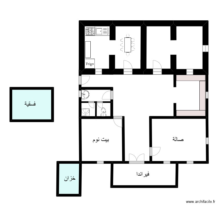 plan maison ali. Plan de 6 pièces et 68 m2