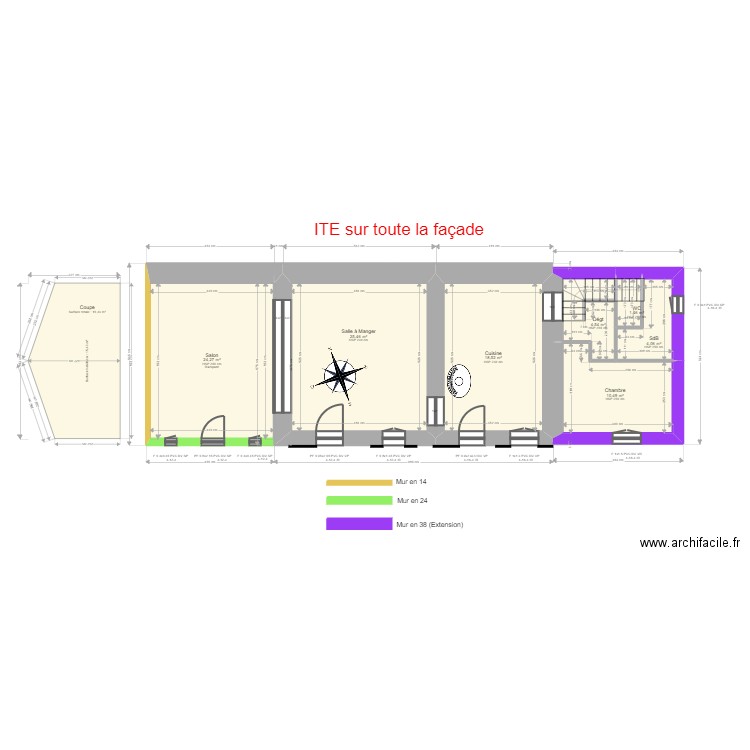 ROYER. Plan de 14 pièces et 123 m2