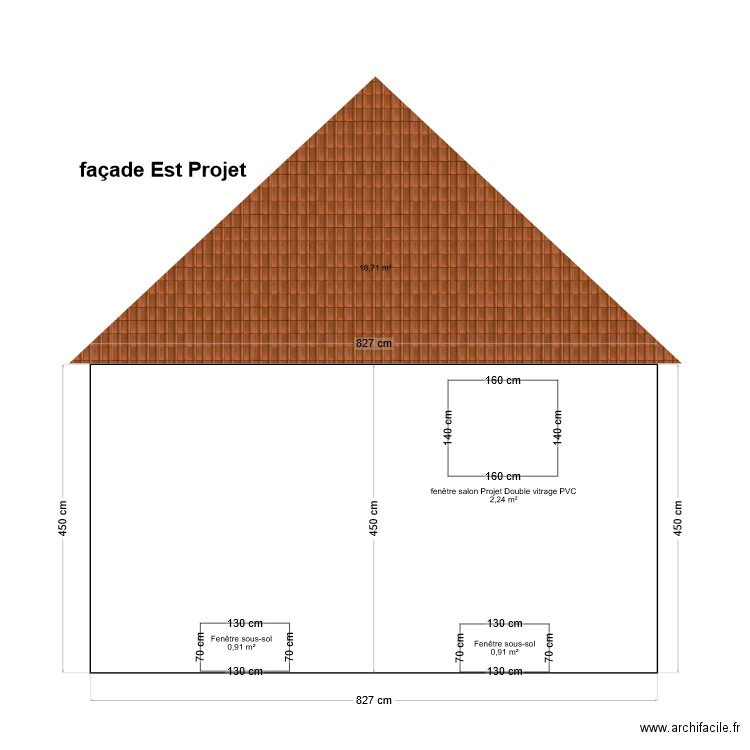 façade Est Projet. Plan de 0 pièce et 0 m2