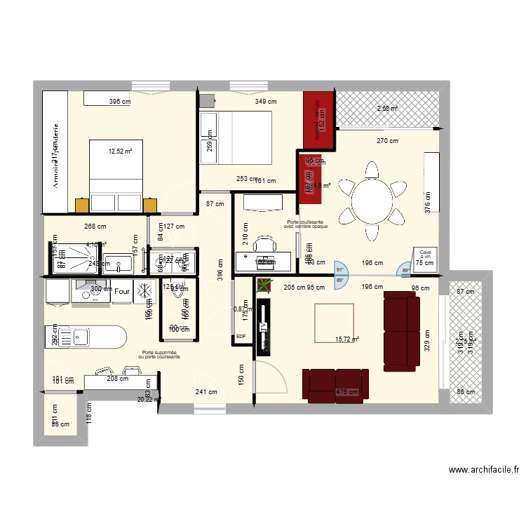 plan apt clermont JM. Plan de 8 pièces et 83 m2