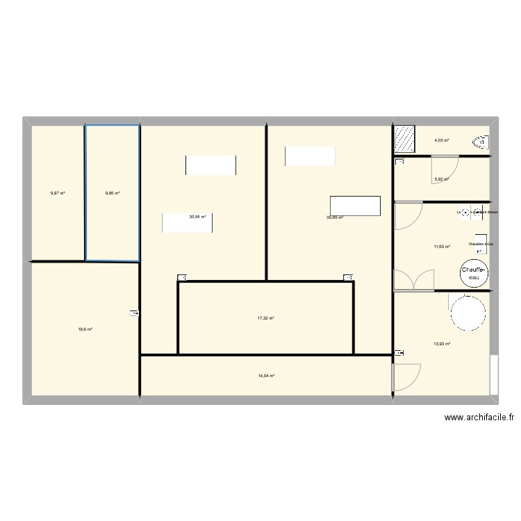 Fromagerie. Plan de 11 pièces et 168 m2