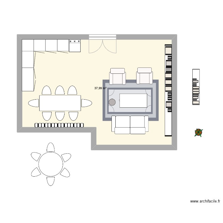 plan3. Plan de 1 pièce et 38 m2