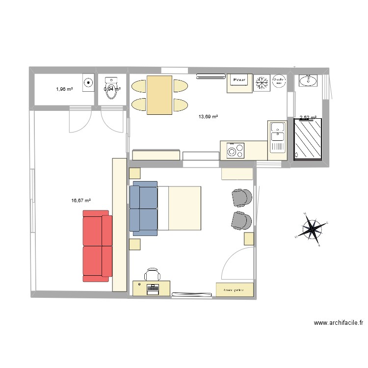 chalet 1. Plan de 5 pièces et 36 m2