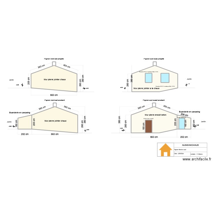 Pignon N/S. Plan de 10 pièces et 89 m2