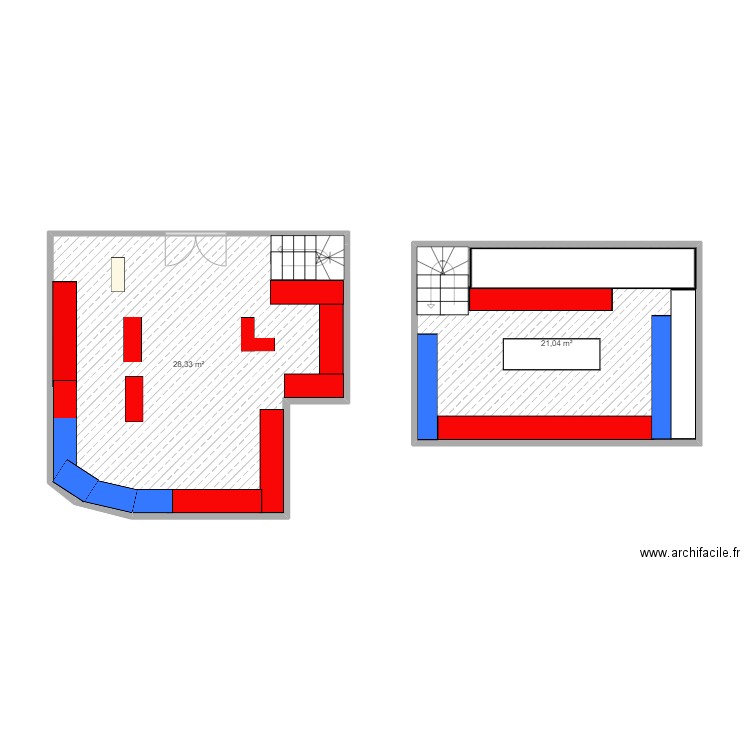 plan magasin. Plan de 2 pièces et 49 m2