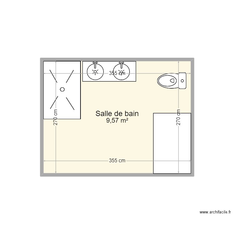 sdb. Plan de 1 pièce et 10 m2