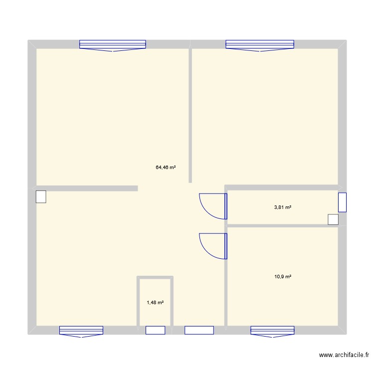 Maison. Plan de 4 pièces et 81 m2