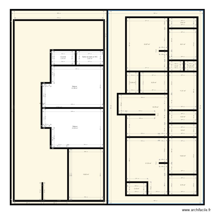 CLAUDIA RDC 2. Plan de 23 pièces et 678 m2