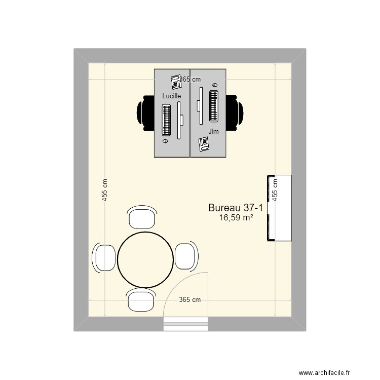 37-1. Plan de 1 pièce et 17 m2