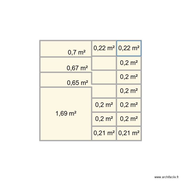 yoyo. Plan de 15 pièces et 6 m2