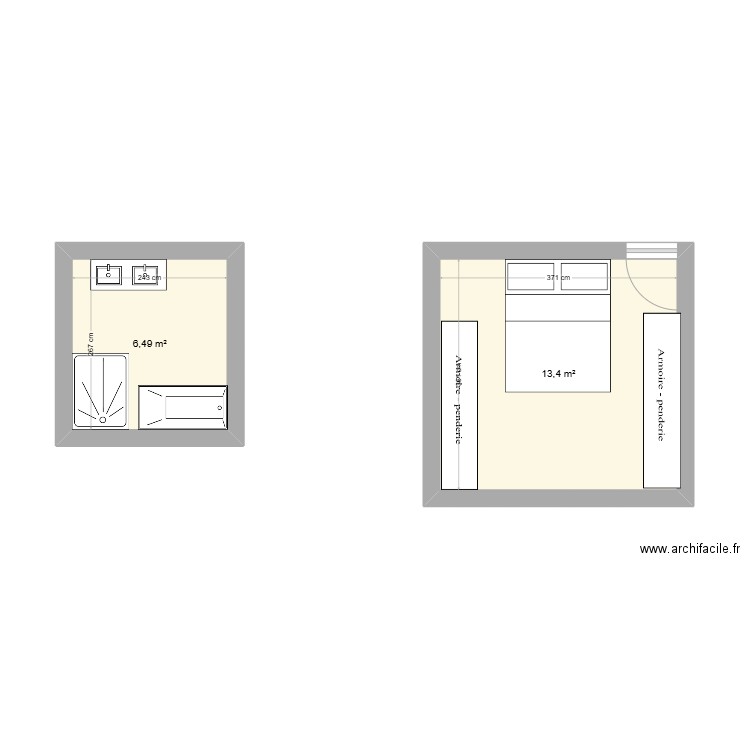 maison . Plan de 2 pièces et 20 m2