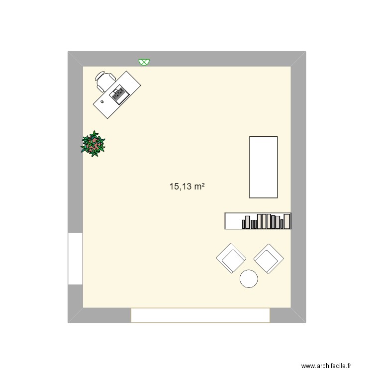 coccuron. Plan de 1 pièce et 15 m2