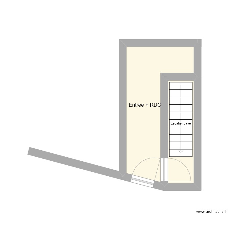 rdc. Plan de 2 pièces et 10 m2