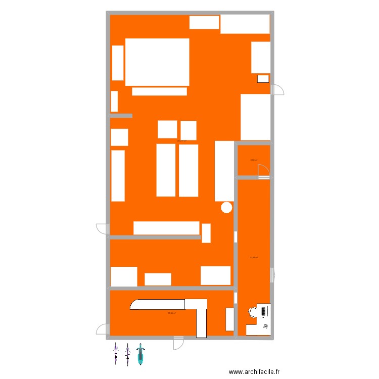 Plan du laboratoire modulaire. Plan de 4 pièces et 308 m2