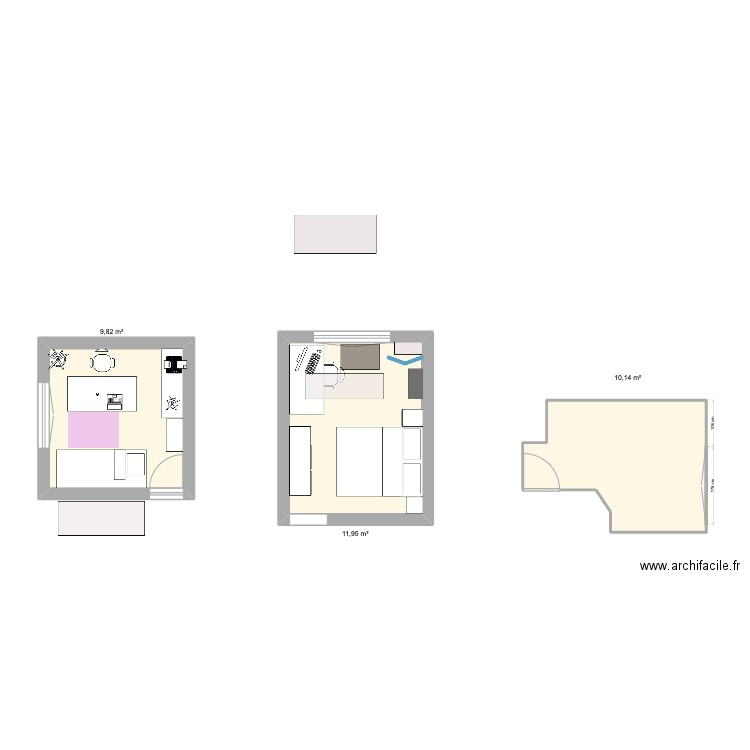 Plans_appart. Plan de 3 pièces et 32 m2