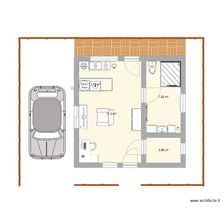 mini2. Plan de 4 pièces et 28 m2