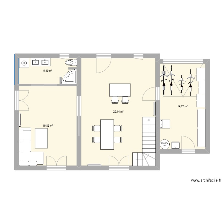 Le Clos de la Meunière - Rez-de-chaussée. Plan de 4 pièces et 66 m2