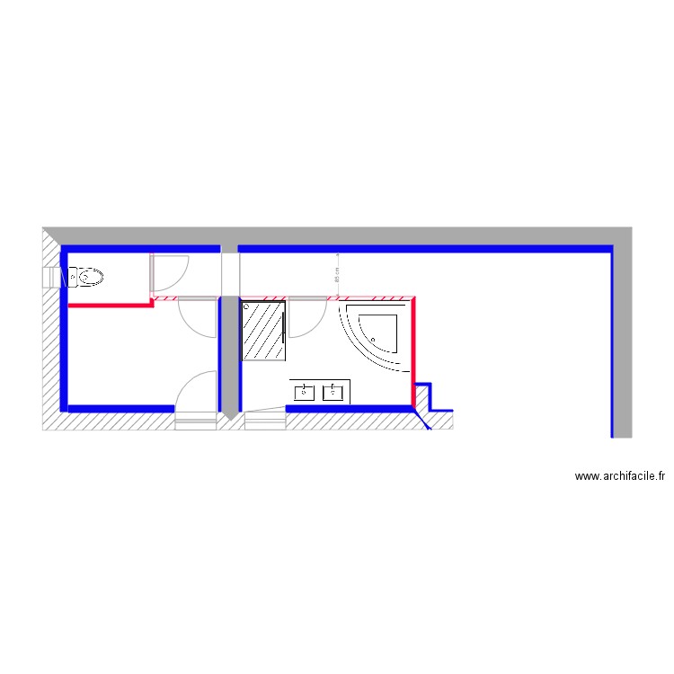 salle de bain projet. Plan de 1 pièce et 10 m2