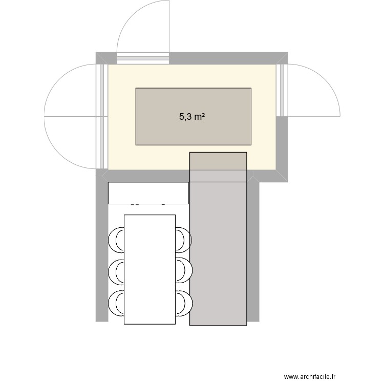 HALL 2. Plan de 1 pièce et 5 m2