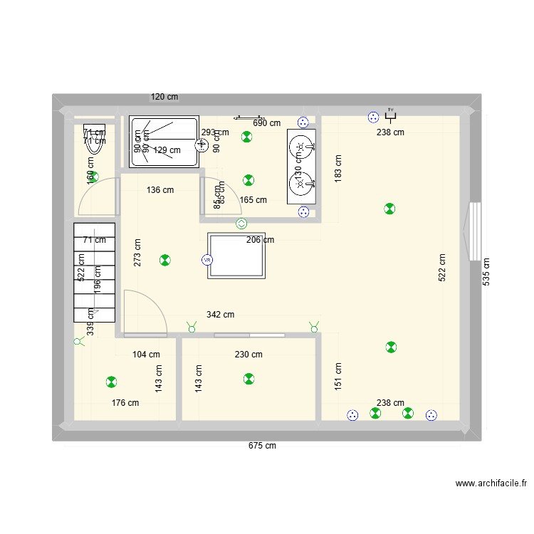 2ème. Plan de 13 pièces et 33 m2