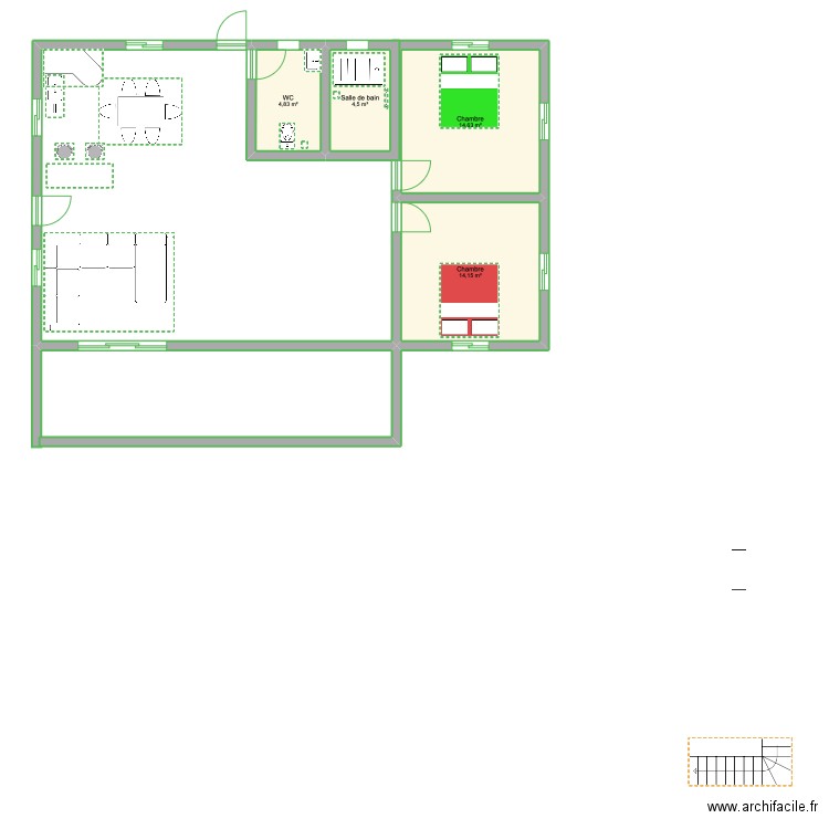 essai. Plan de 4 pièces et 38 m2