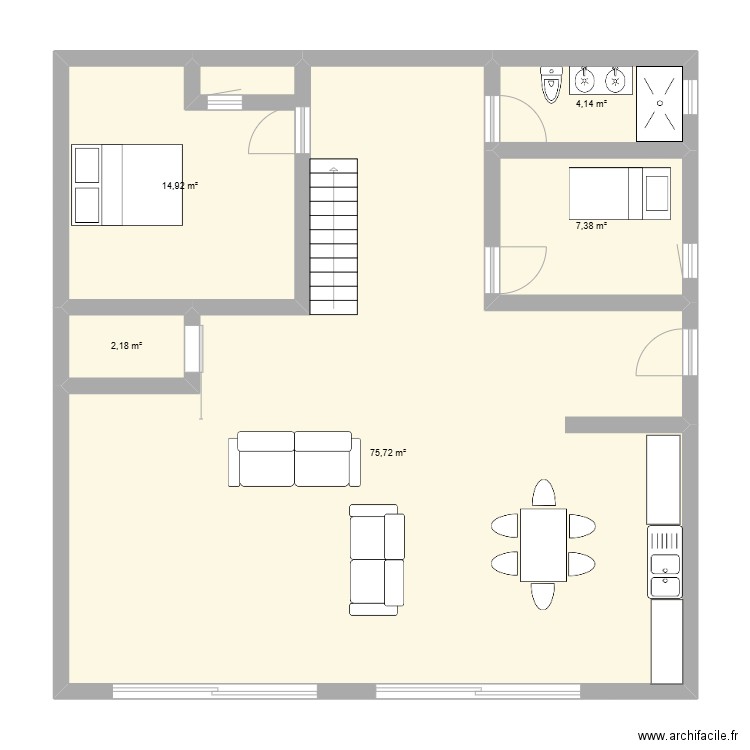 beni kssila. Plan de 5 pièces et 104 m2