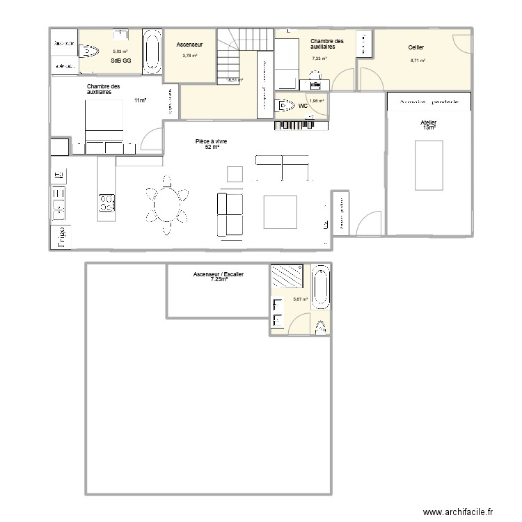 plan MCA V2. Plan de 7 pièces et 41 m2