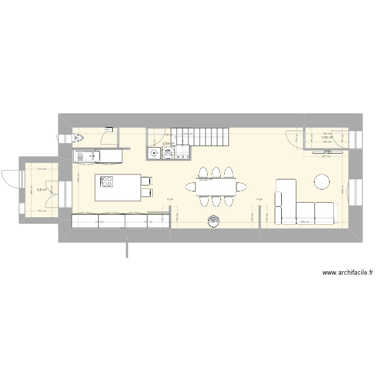 CLOE loft bas. Plan de 4 pièces et 63 m2