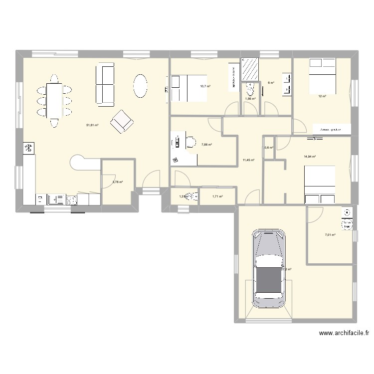 Maison Bruailles. Plan de 14 pièces et 158 m2