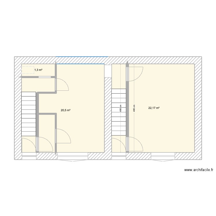 rez. Plan de 3 pièces et 44 m2