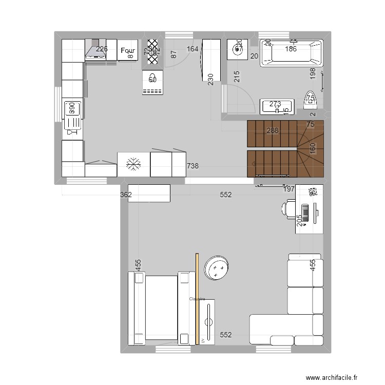 Mossévron. Plan de 12 pièces et 107 m2