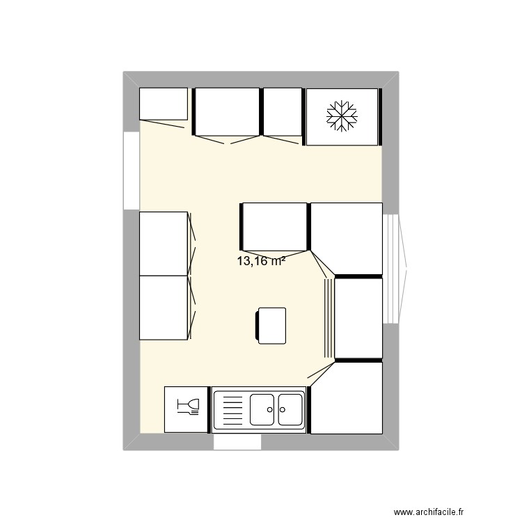 Cuisine Maison . Plan de 1 pièce et 13 m2