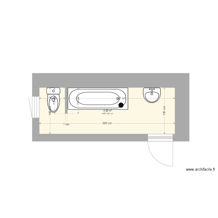 salle de bain. Plan de 1 pièce et 5 m2