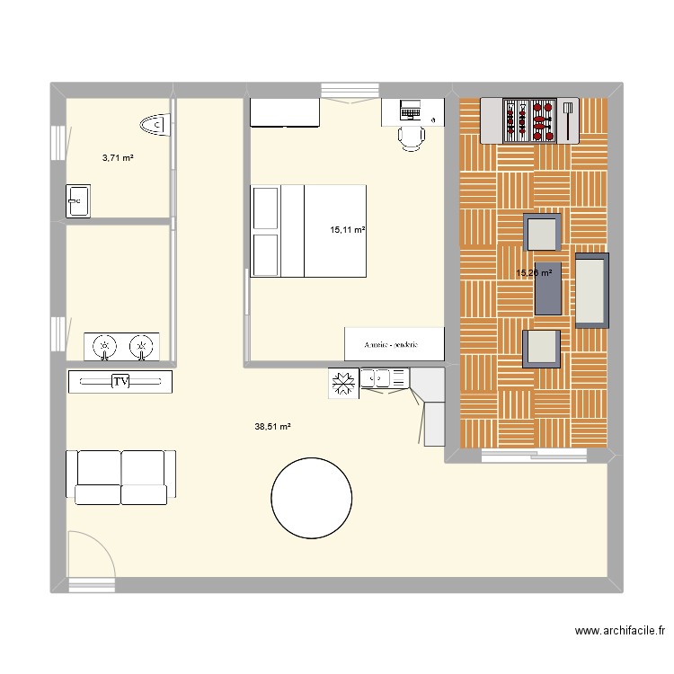 version léo 2. Plan de 4 pièces et 73 m2