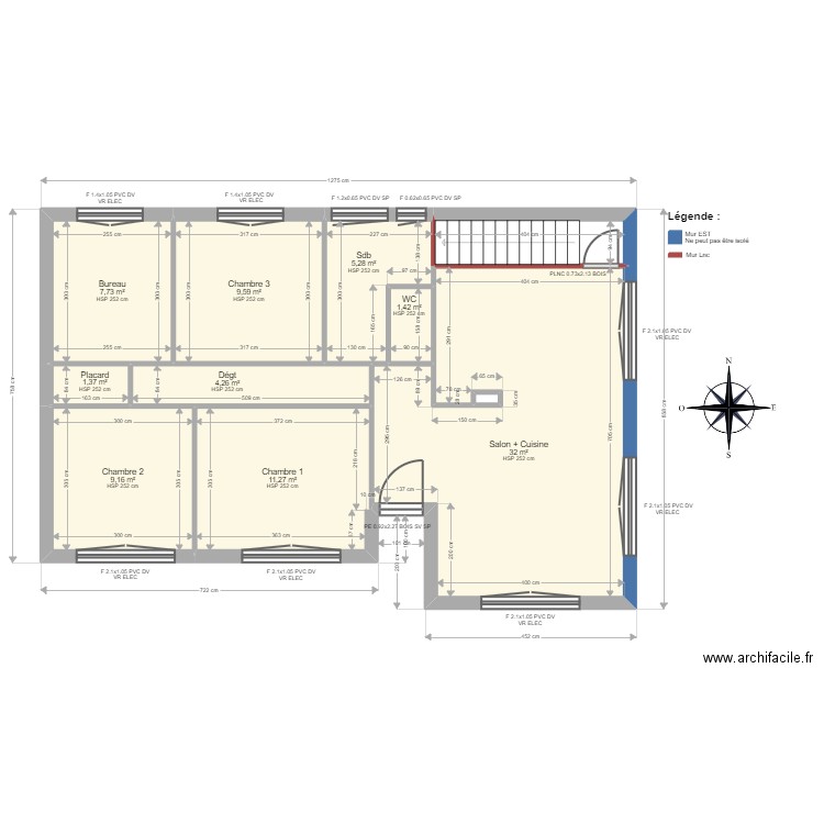 ML24005975. Plan de 12 pièces et 173 m2