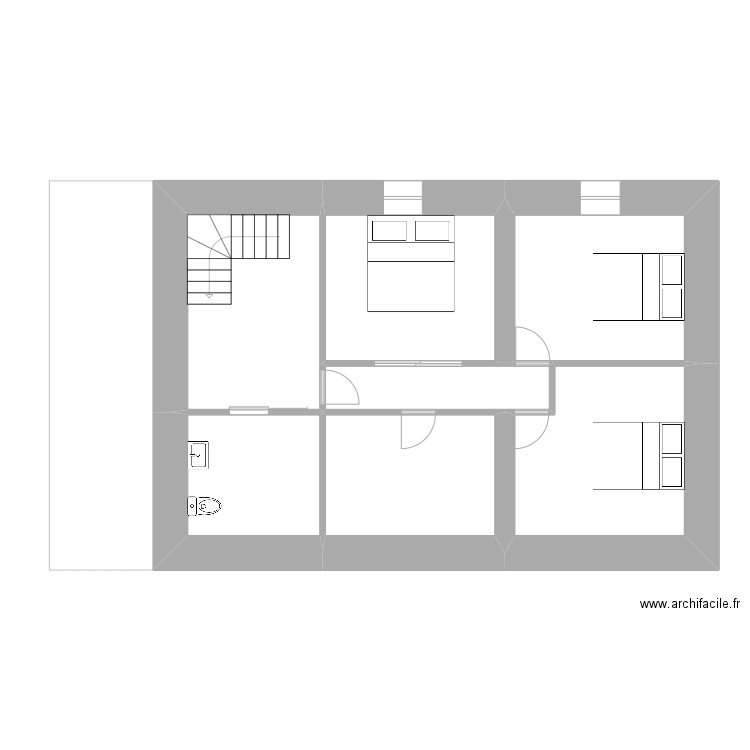 Océane et Gwen Etage Existant. Plan de 7 pièces et 63 m2