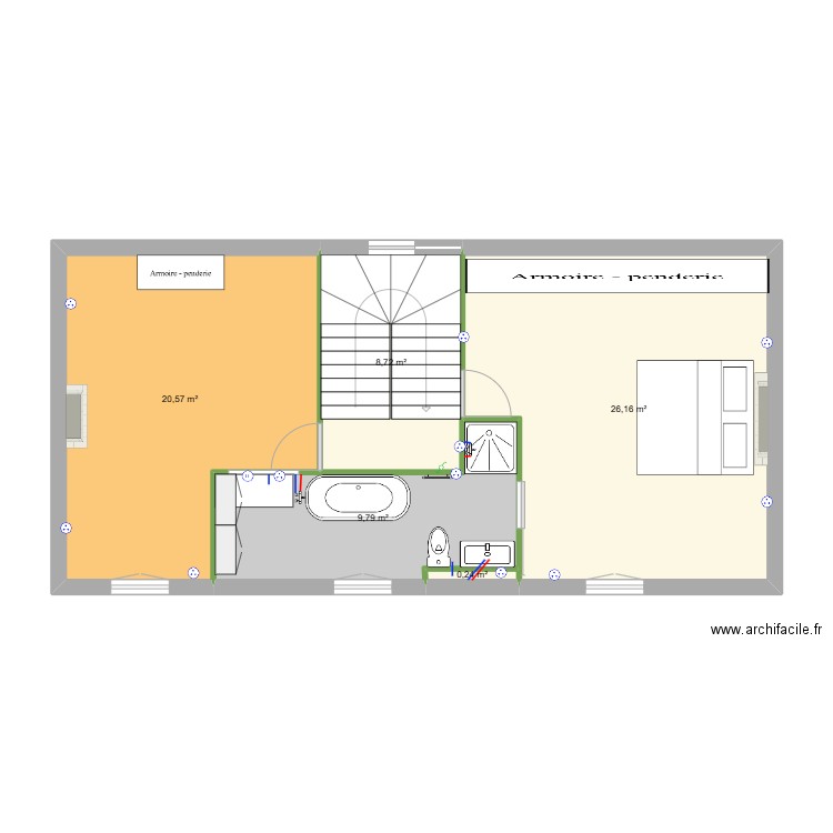 pontil 1. Plan de 5 pièces et 65 m2